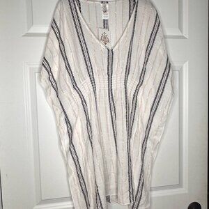 BECCA Radiance Woven Tunic Cover-Up – White/Gold, Size XS/S, NWT